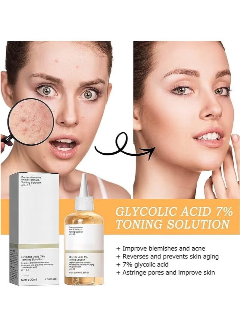 Skincare Cosmetics Glycolic Acid 7% Toning Solution 100ml shrink pores control oil and eliminate acne moisture replenishment - Image 4